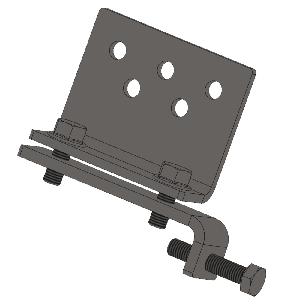 Bracket for idler wheel with tensioning strap